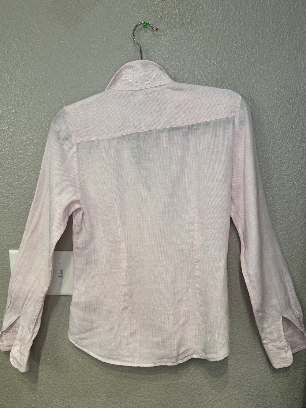 Gorsuch 100% Linen Button Front Shirt Bundle Pink & Blue Embroidered Collar - Picture 2 of 11
